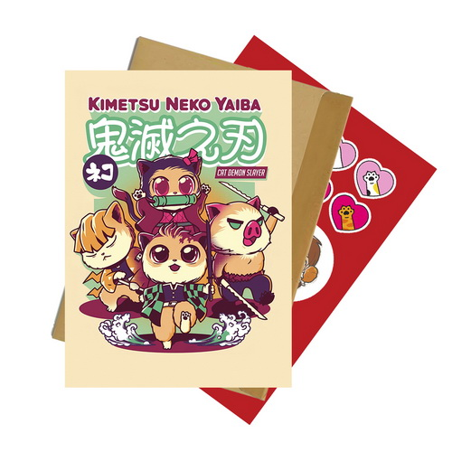 Листівка зі стікерпаком Kimetsu no Yaiba 01 А6 набір з конвертом - фото 1