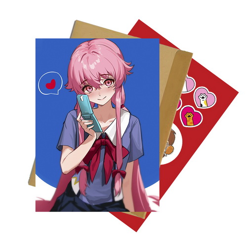 Листівка зі стікерпаком Mirai Nikki 01 А6 набір з конвертом - фото 1 Листівка зі стікерпаком Mirai Nikki 01 А6 набір з конвертом - фото 1