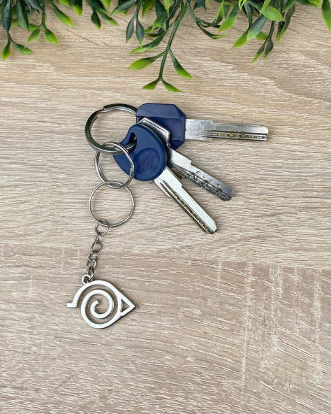 Брелок Naruto Коноха 4см хром - фото 2